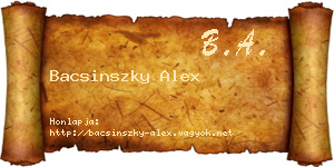Bacsinszky Alex névjegykártya