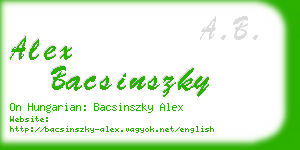 alex bacsinszky business card